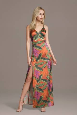 Picture of Floral Print Charmeuse V-Neck Sheath Dress